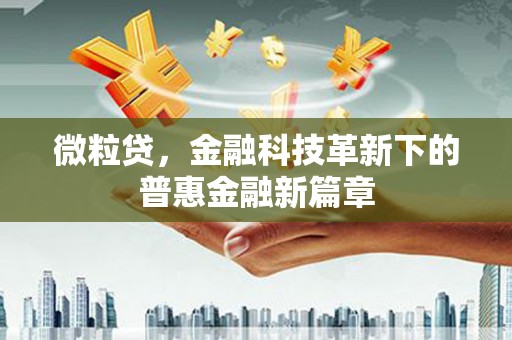赤水微粒贷，金融科技革新下的普惠金融新篇章
