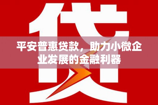 赤水平安普惠贷款，助力小微企业发展的金融利器